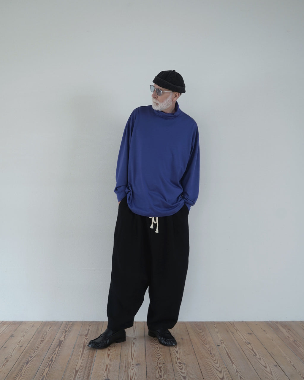 Super100s WOOL Plating Turtleneck L/S Logo TEE <#royal blue>