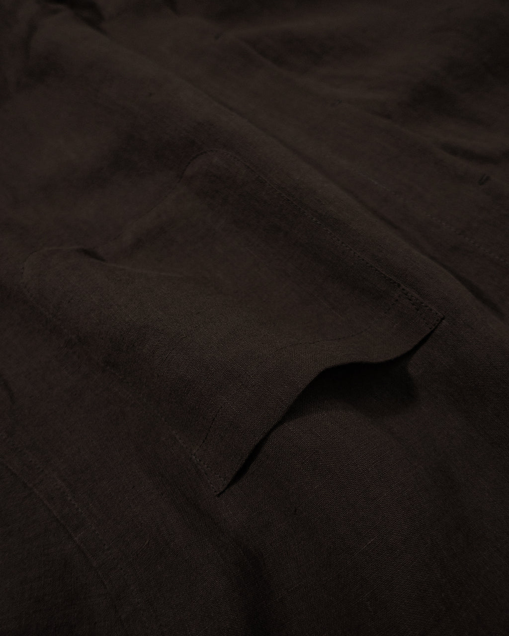 Wash Linen Band Collar Long-Sleeve Jumpsuit <#brown>