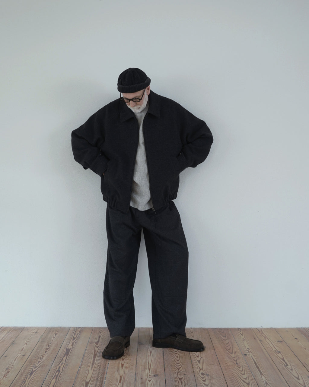 Shetland Wool Linen Crew Neck LS Tuck Rib Pullover <#light gray>