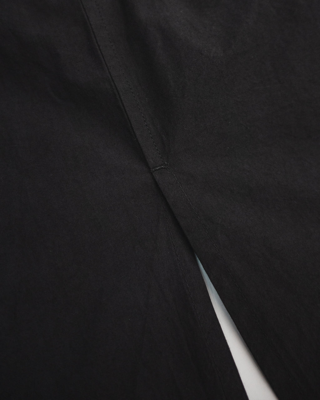 Organic Cotton Band Collar Side Slit Grandpa Shirt <#black>