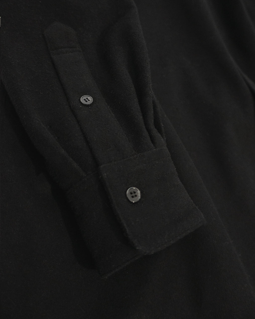 Wool Blend Heavy Flannel Wide Tuck Over Shirt <#black>
