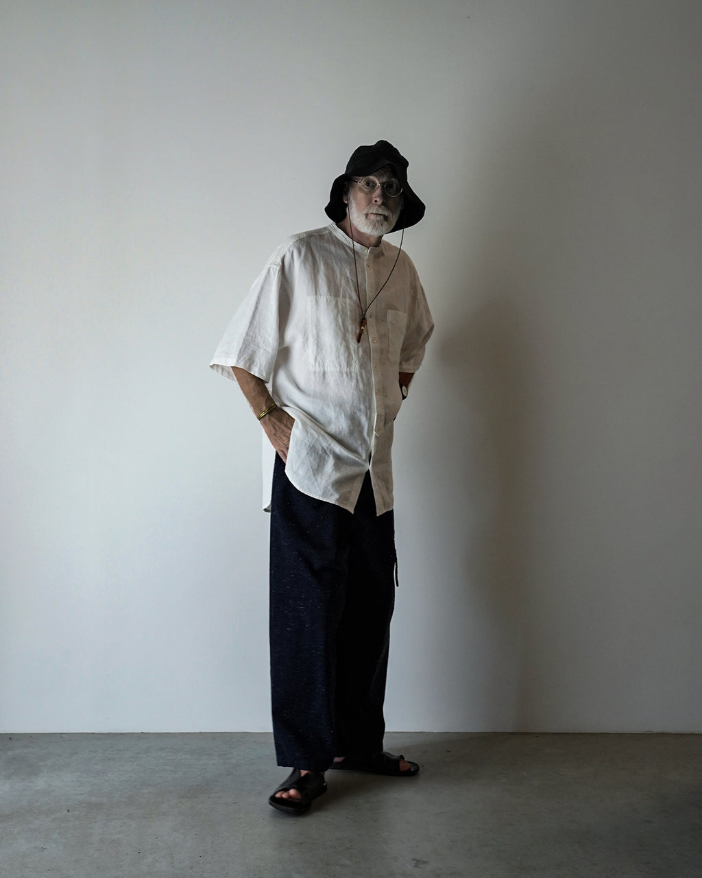 Nep Denim Belted Wide Tapered 1Tuck Baggy Pants <#indigo>