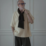 Waffle Russell V Neck 3/4 Sleeve Dolman Knit Pullover.