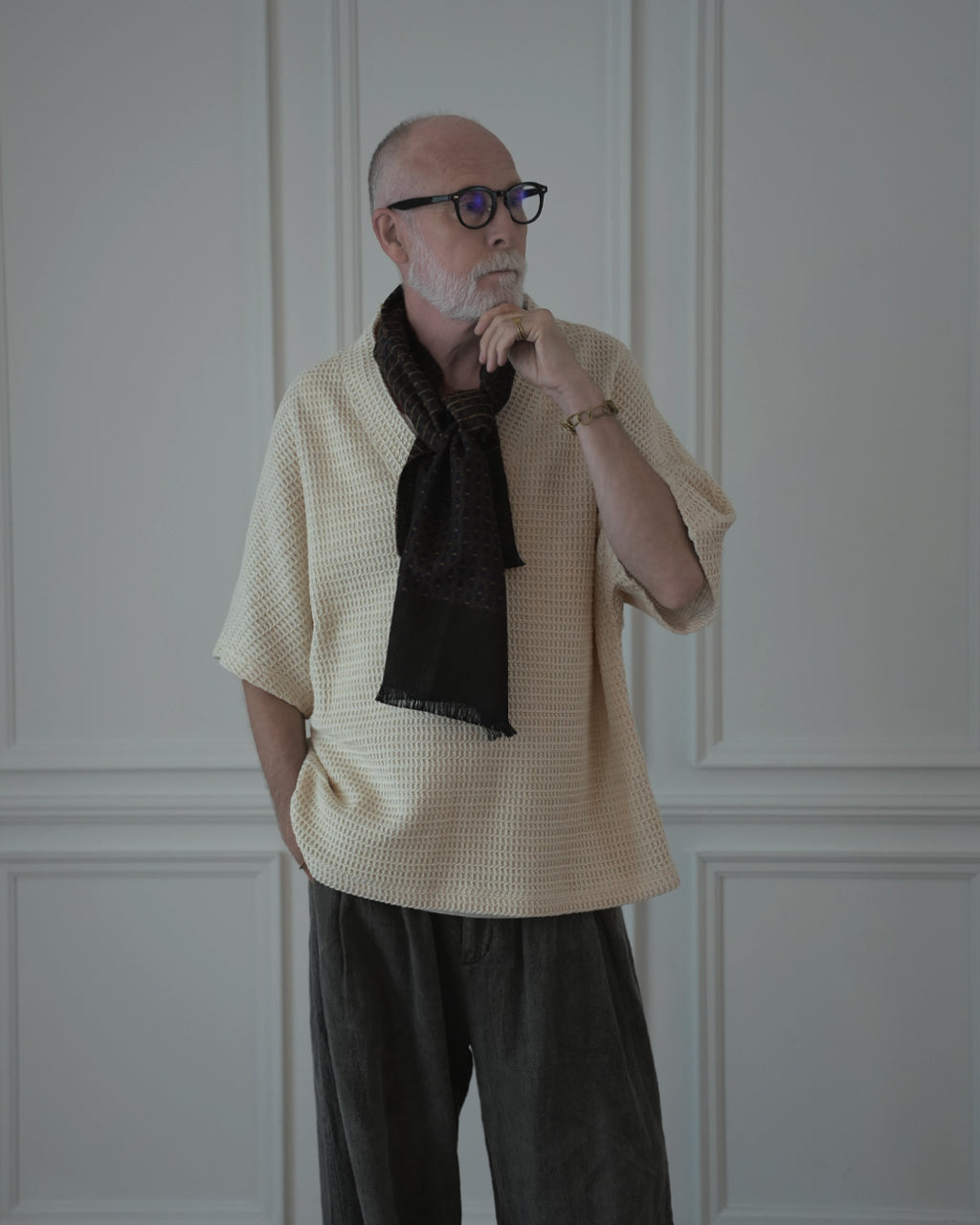 Waffle Russell V Neck 3/4 Sleeve Dolman Knit Pullover.