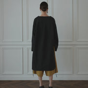 Key Neck Side Slit Long Length Pullover Shirt.