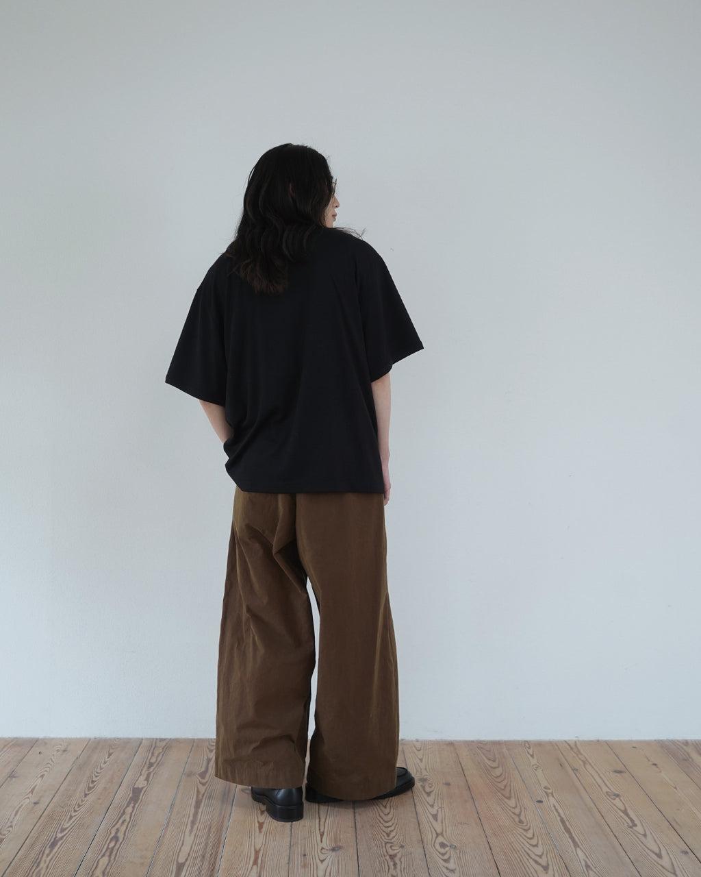 Super100s WOOL Plating Jersey S/S Logo TEE <#black>