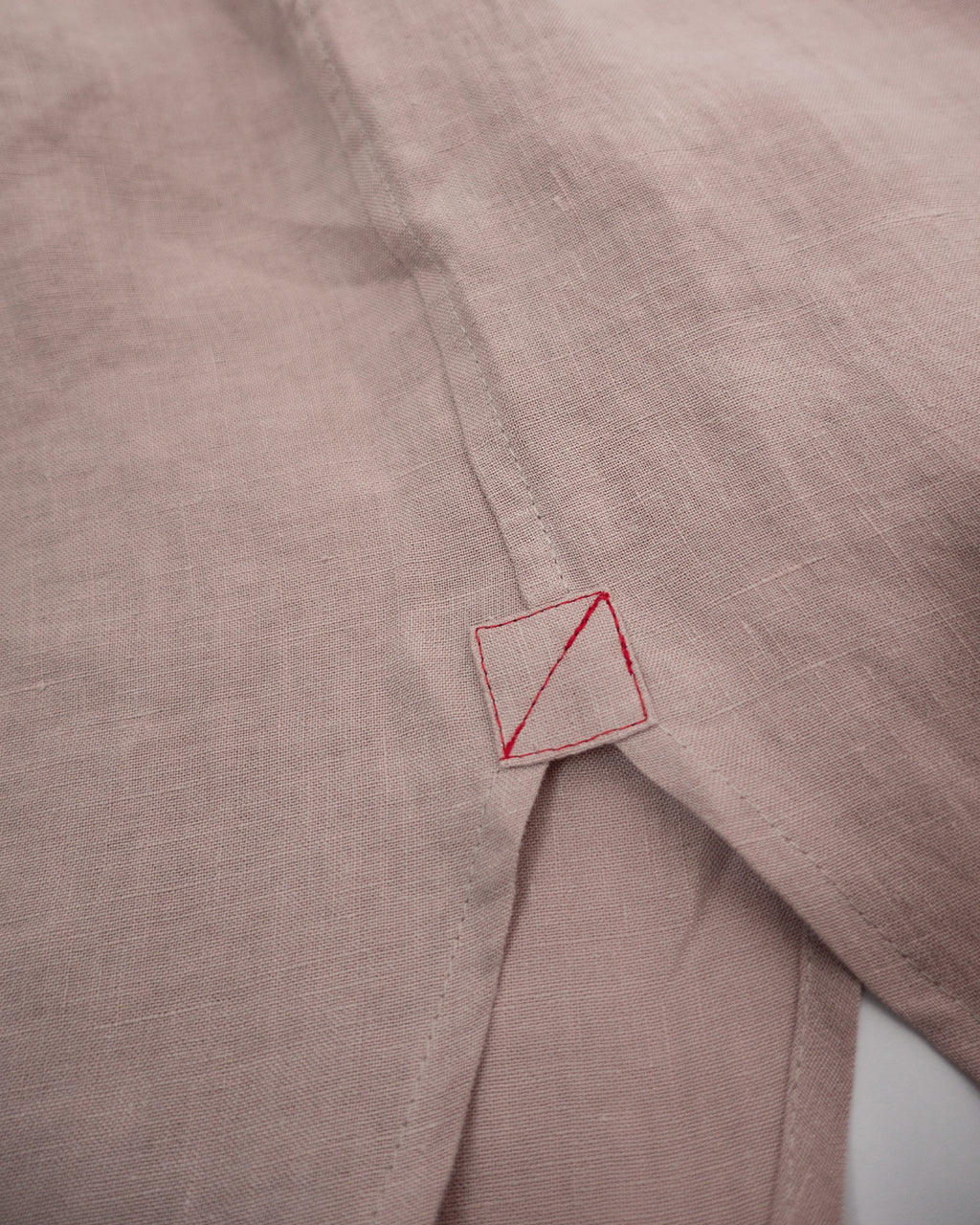 Wash Linen Band Collar Henley Neck Like Half Sleeve Atelier Shirt <#smoke pink>