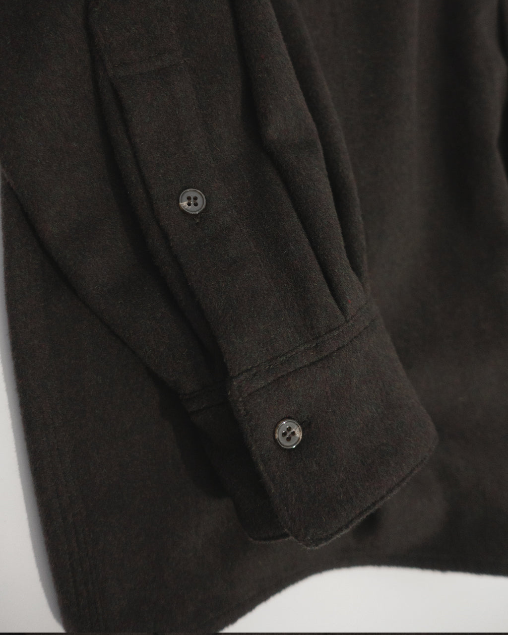 Wool Blend Heavy Flannel Wide Tuck Over Shirt <#olive>