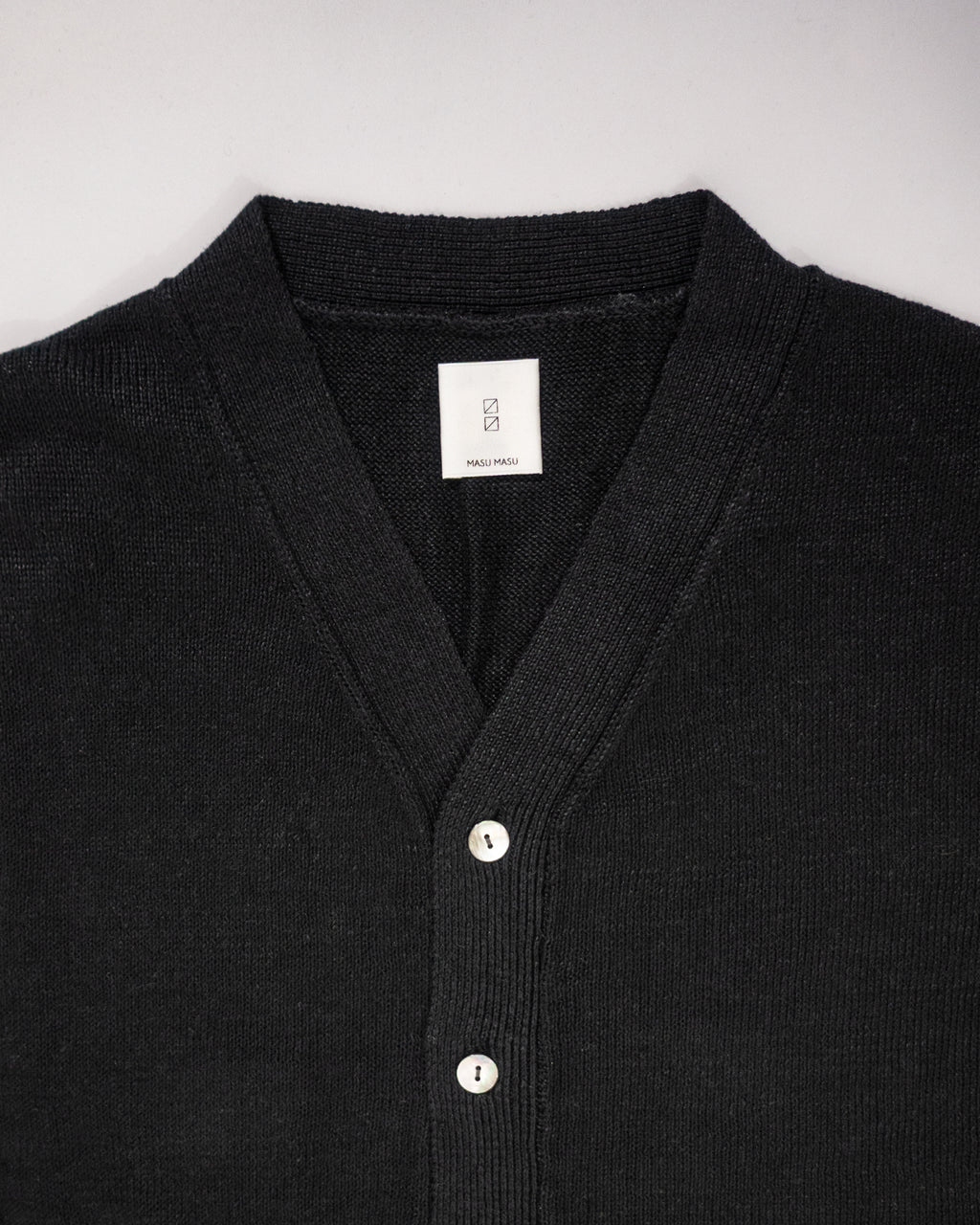 Linen Mid-Gauge V-Neck Knit Gown Cardigan <#black>