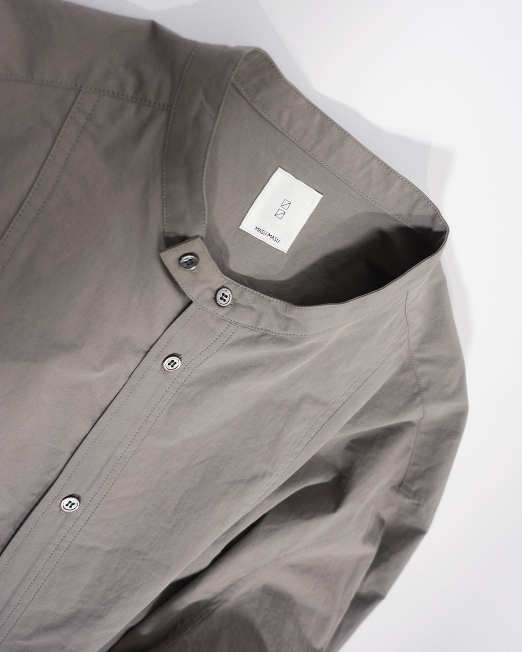 Cotton Typewriter Round Slit Long Officer Shirt <#greige>