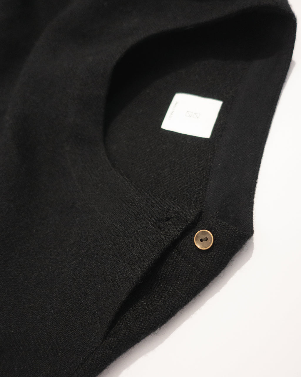 Shetland Wool Linen Crew Neck LS Tuck Rib Pullover <#black>