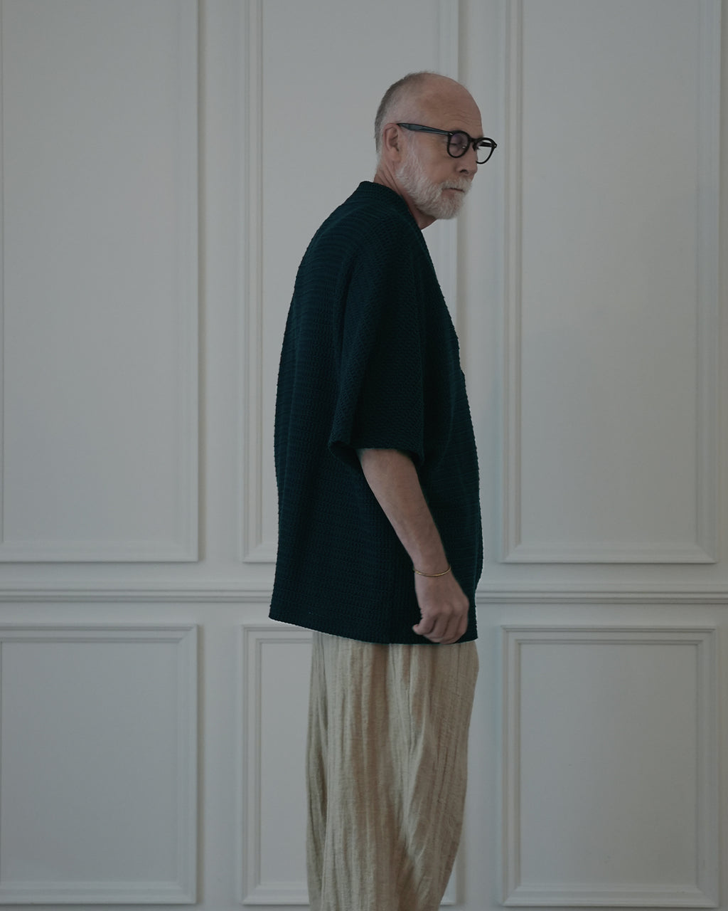 Waffle Russell V Neck 3/4 Sleeve Dolman Knit Pullover.