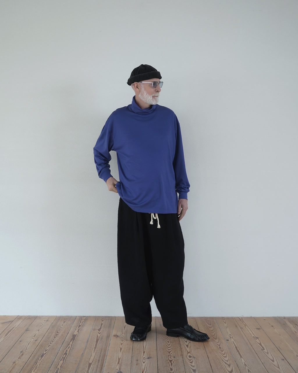 Super100s WOOL Plating Turtleneck L/S Logo TEE <#royal blue>