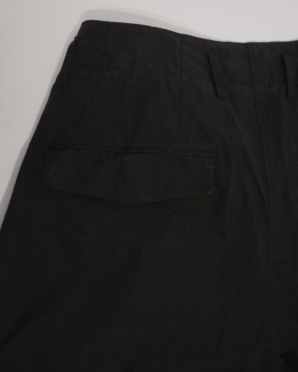 Oiled Wax Washed Moleskin Wide Baggy Pants <#black>