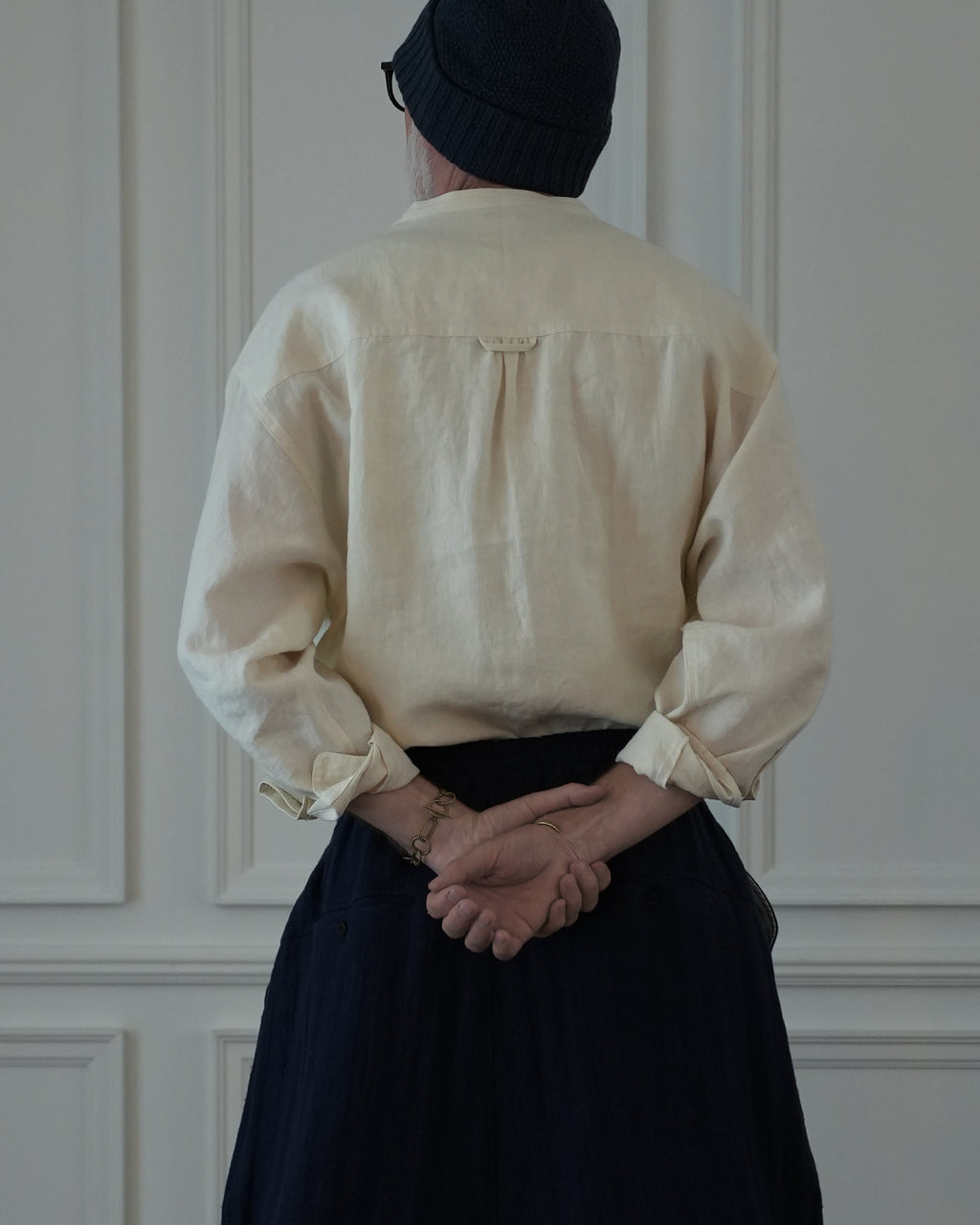 Band Collar Henley Neck Like Atelier Shirt.