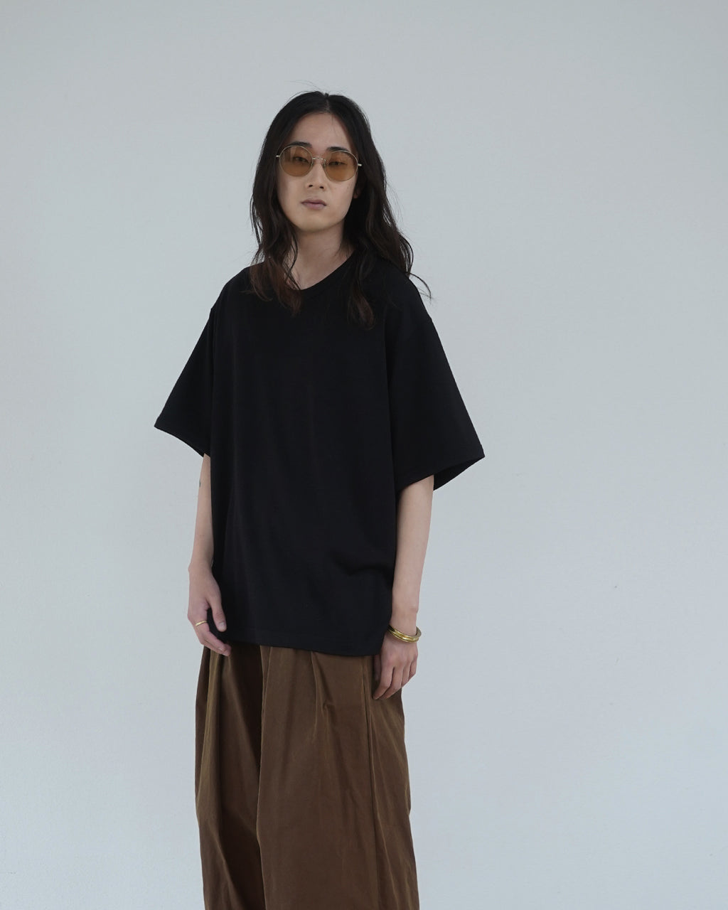 Super100s WOOL Plating Jersey S/S Logo TEE <#black>