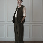 Button Design Crew Neck Vest.