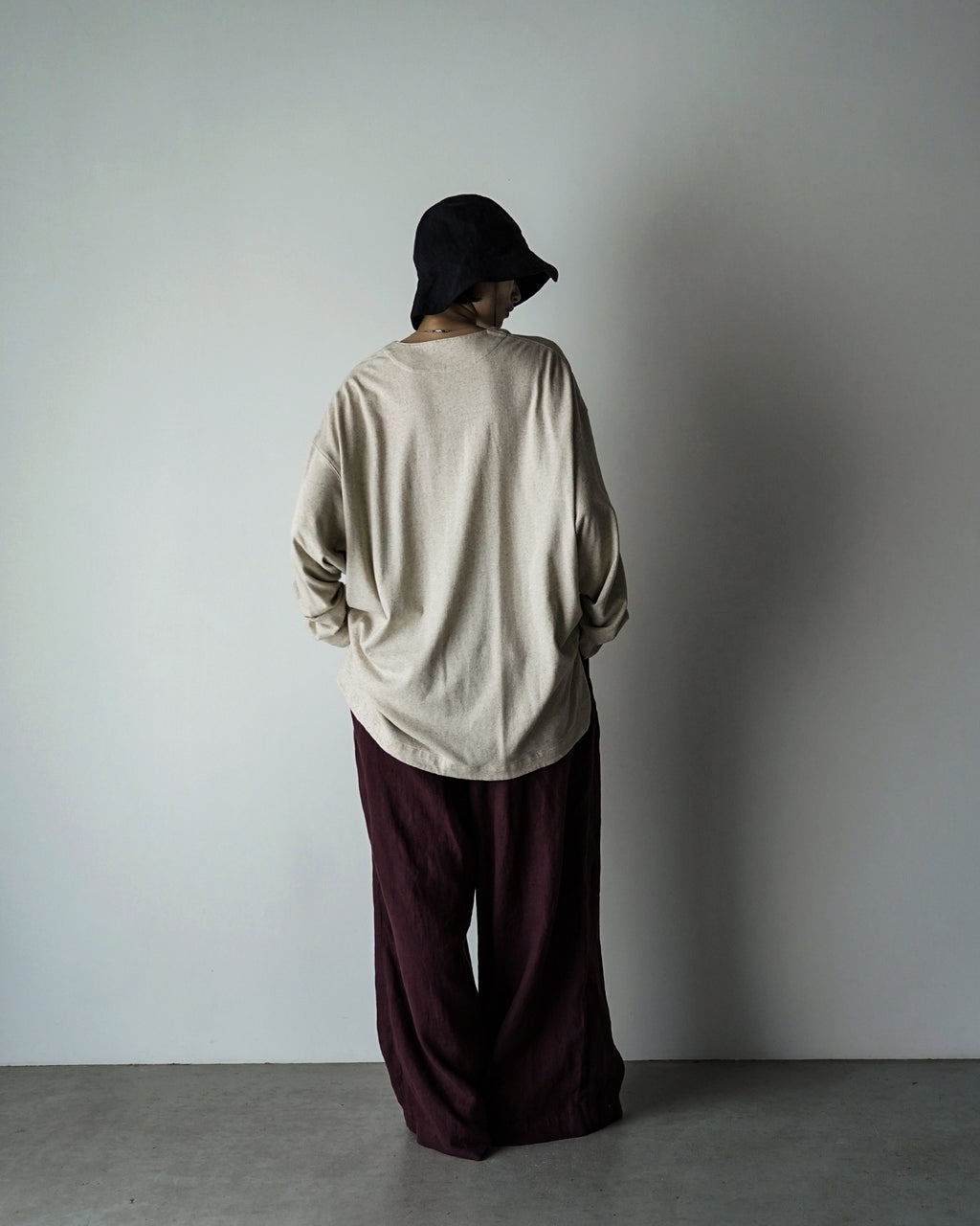 Cotton Linen Hem Round Skipper Long-Sleeve Tee <#ivory>