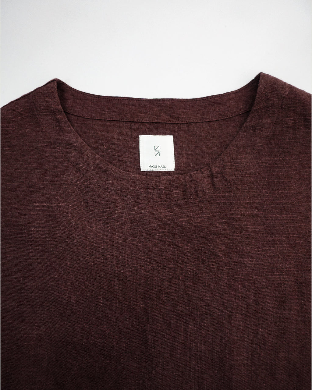 French Linen Crew Neck Half Sleeve Oversized Pullover <#burgundy>