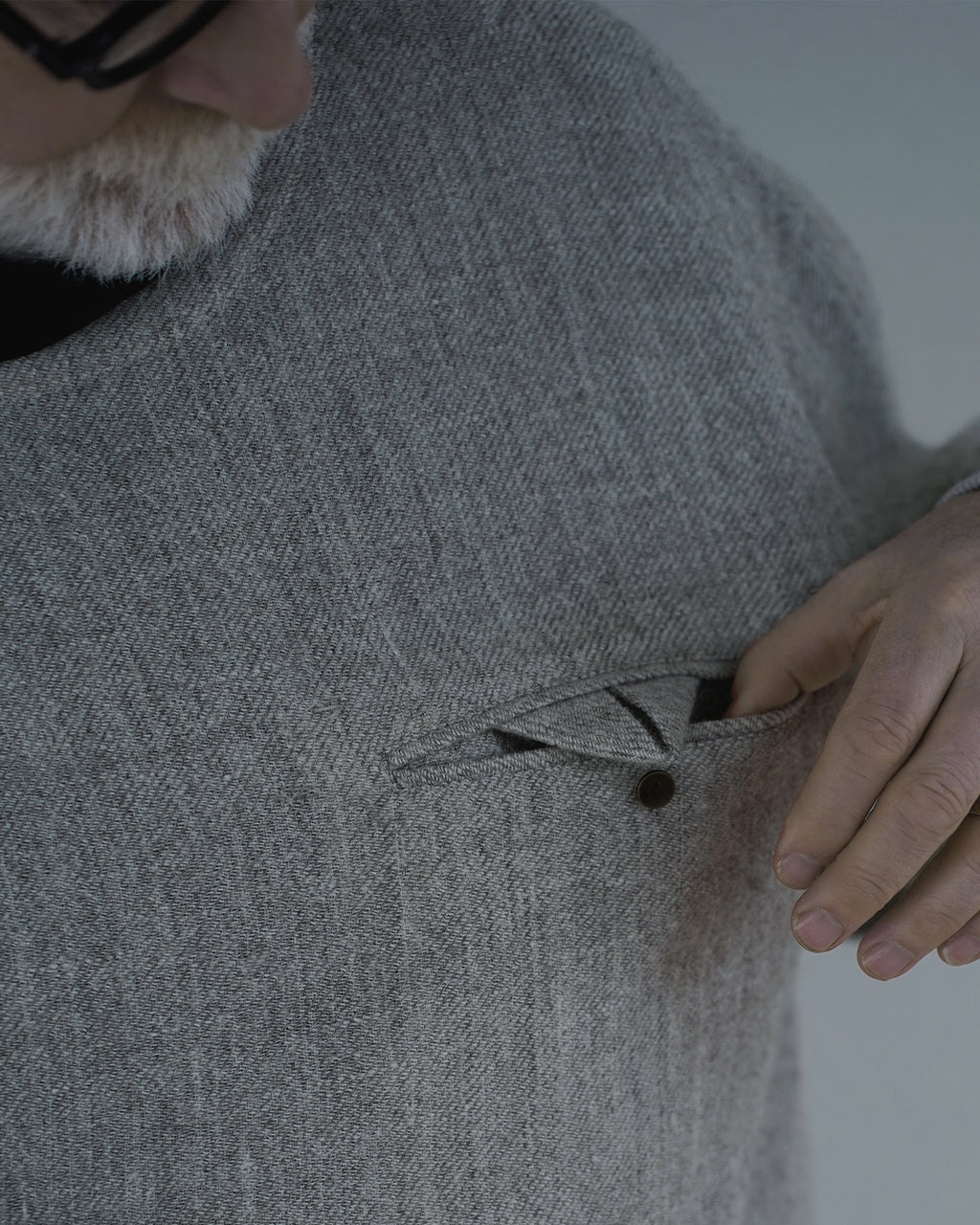 Shetland Wool Linen Crew Neck LS Tuck Rib Pullover <#light gray>