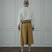 High Waist 2 Tuck Wide Half Trousers.