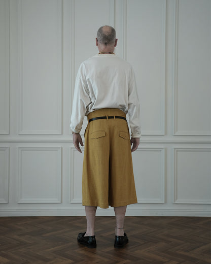 High Waist 2 Tuck Wide Half Trousers.