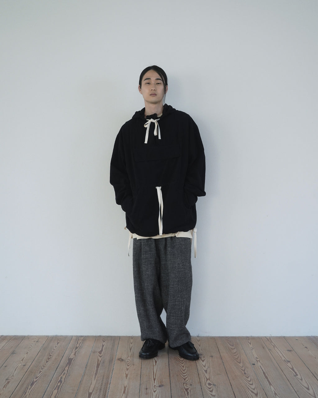 Linen Jersey Henley Neck Middle Length L/S Tee <#ivory>