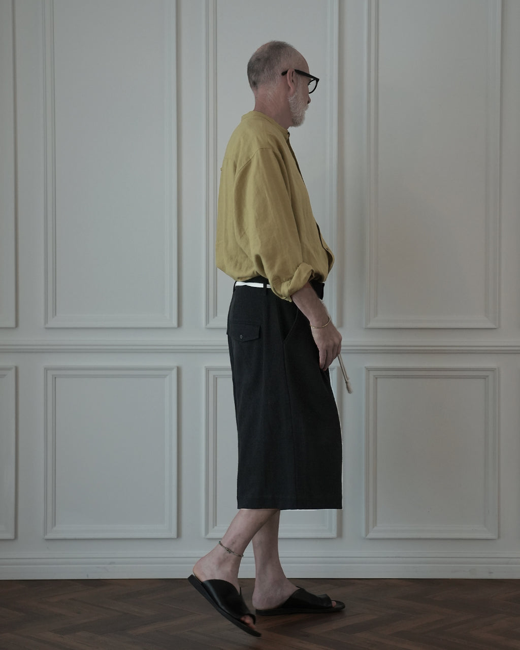 High Waist 2 Tuck Wide Half Trousers.