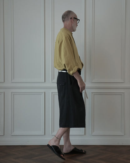 High Waist 2 Tuck Wide Half Trousers.