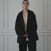 Back-Open Peak Lapel Double-Breasted Over Jacket.