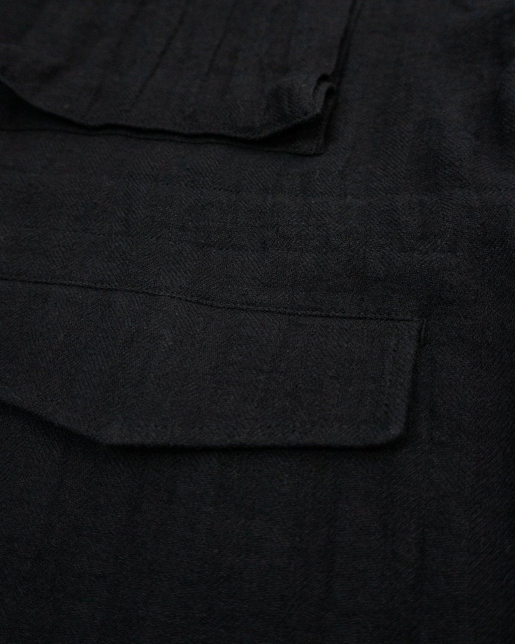 Linen Herringbone M-43 Field Jacket <#black>