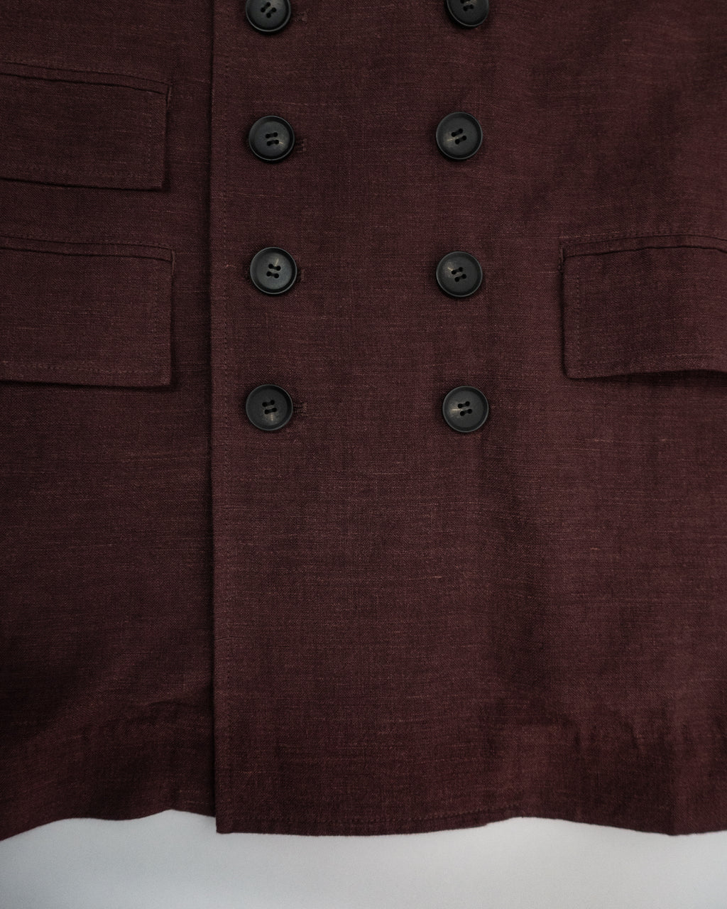 French Linen Back-Open Button Design Semi-Double Jacket <#burgundy>