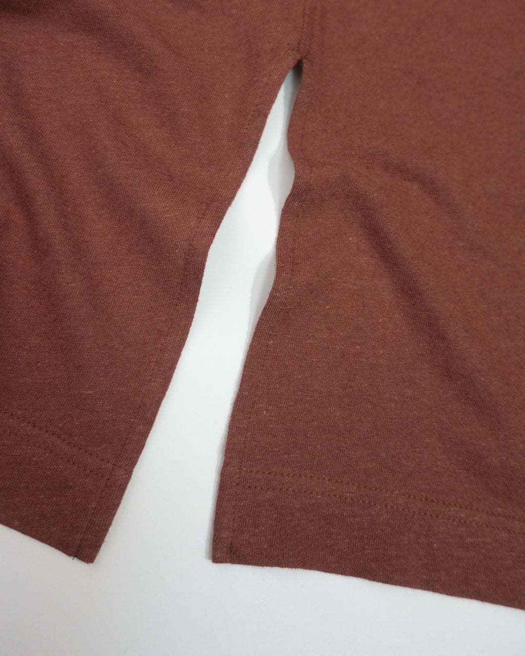 Linen Jersey Henley Neck Middle Length L/S Tee <#terracotta>
