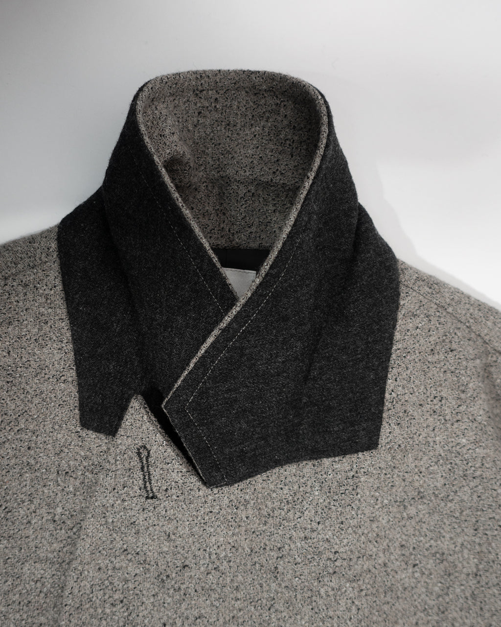 Wool Blend Double-Breasted Long Coat <#greige>