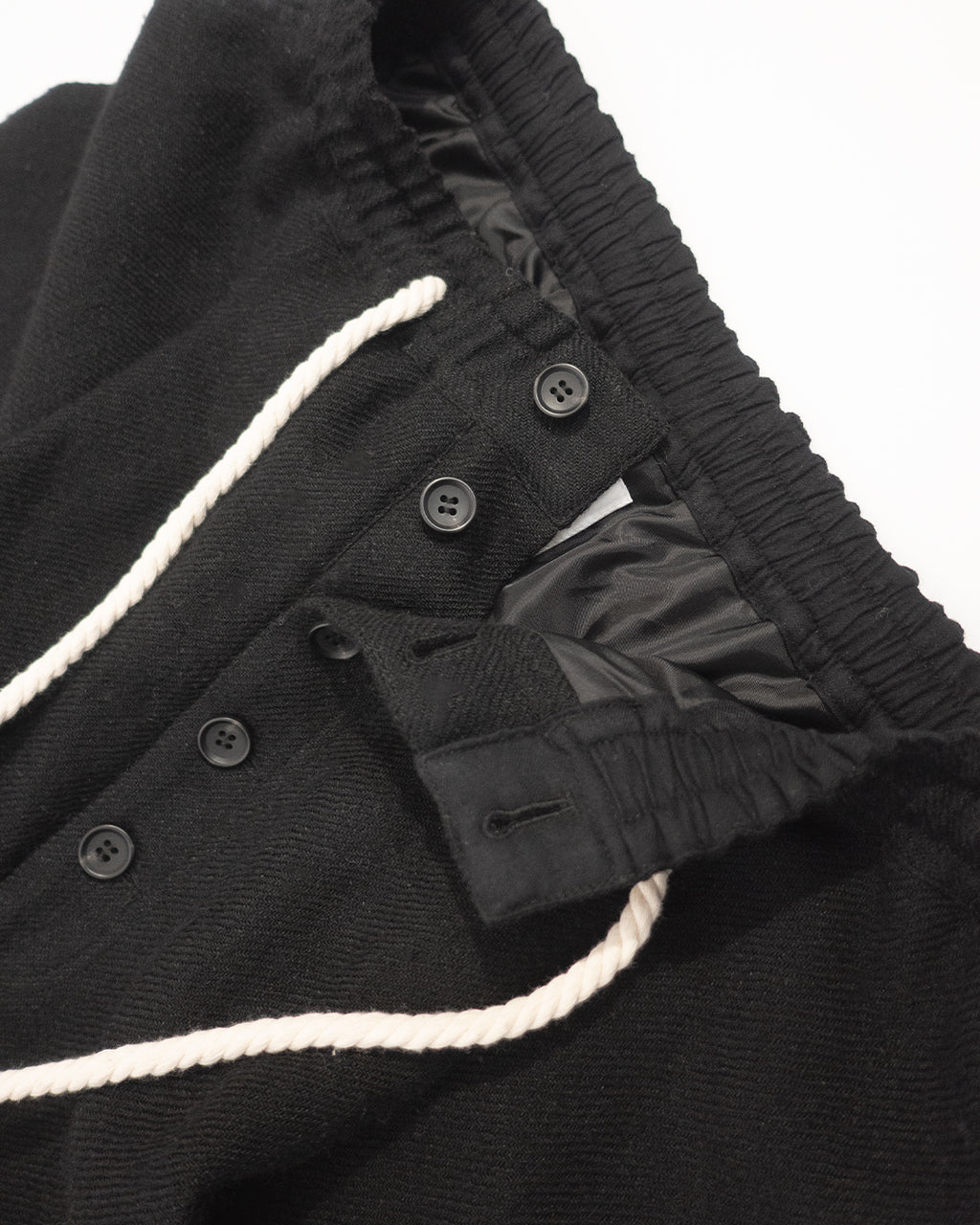 Shetland Wool Linen Rope Belt Easy Sarouel Pants <#black>
