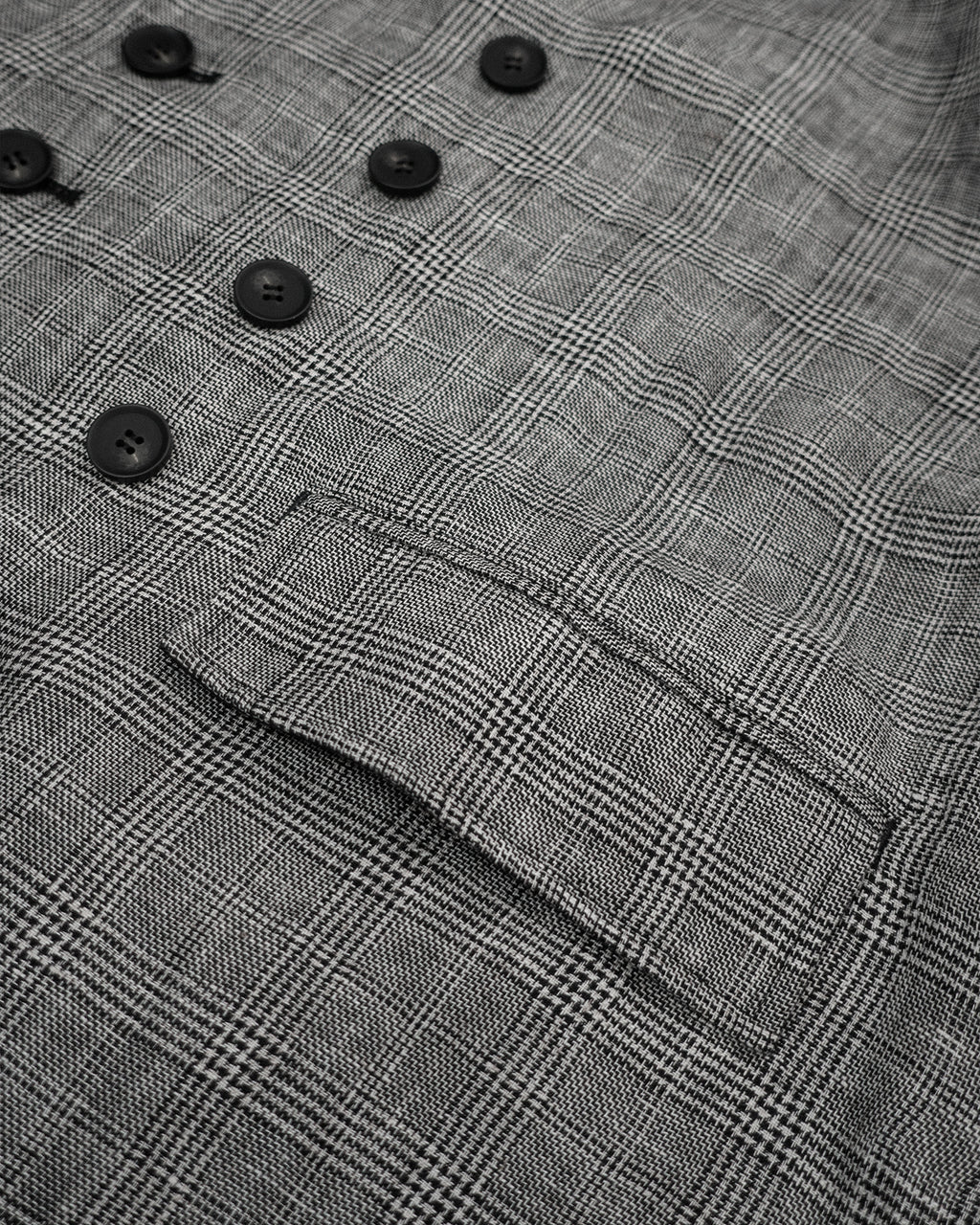 Glen Check Linen Back-Open Button Design Semi-Double Jacket <#glen check>
