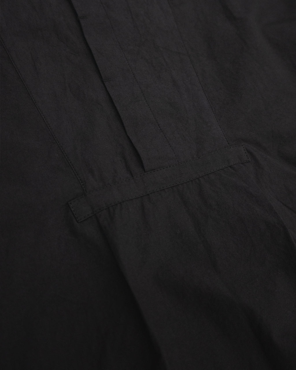 Organic Cotton Band Collar Side Slit Grandpa Shirt <#black>