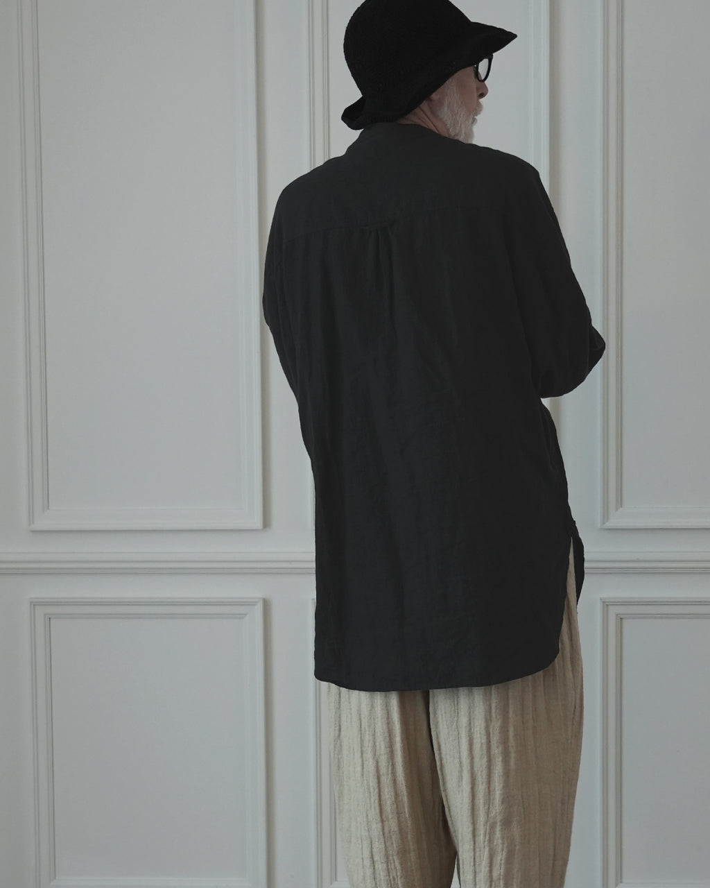 Band Collar Henley Neck Like Atelier Shirt.