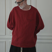 Crew Neck LS Tuck Rib Pullover.