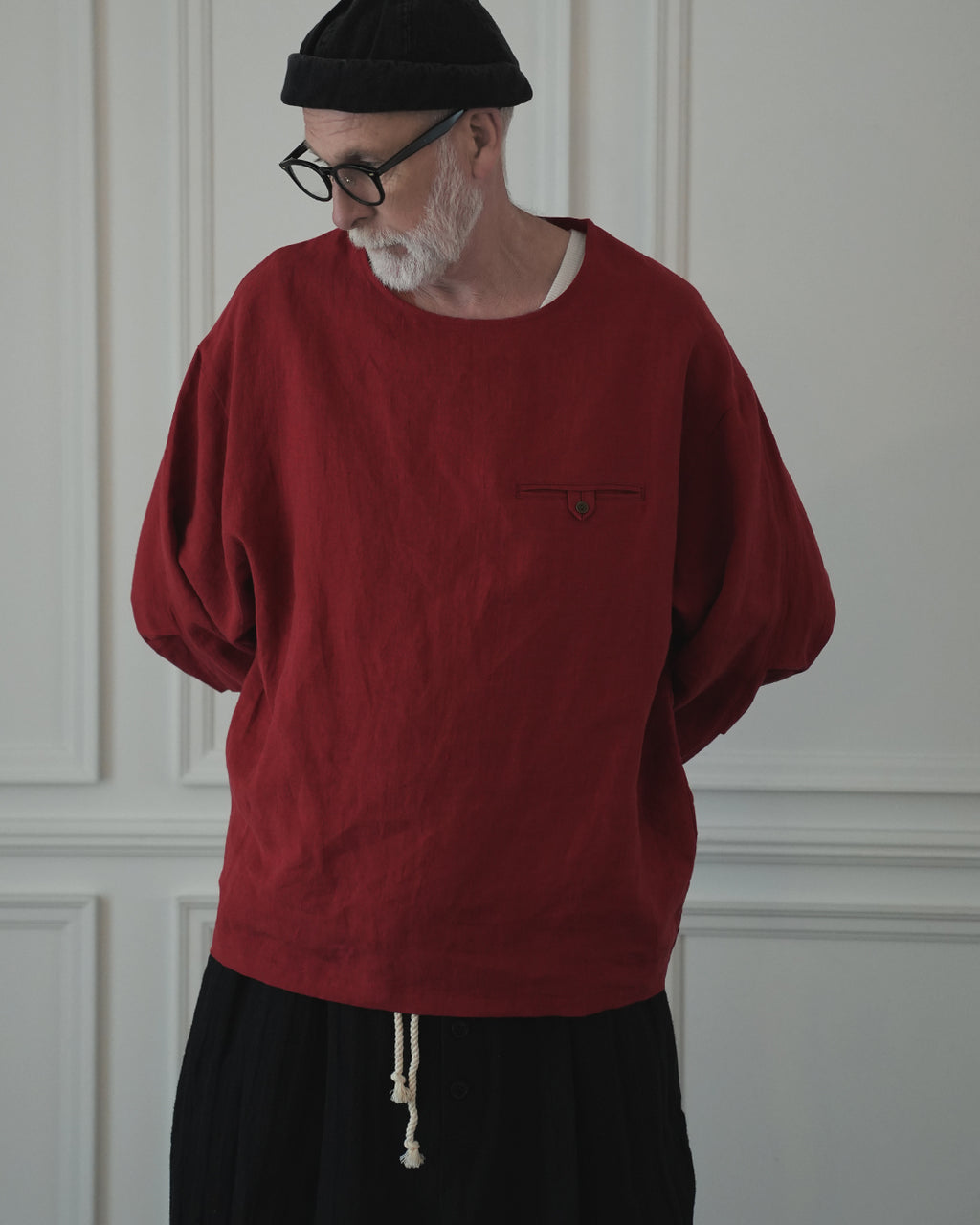 Crew Neck LS Tuck Rib Pullover.