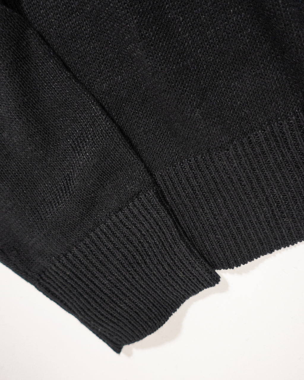 Linen Mid-Gauge Henley Neck Knit Pullover <#black>