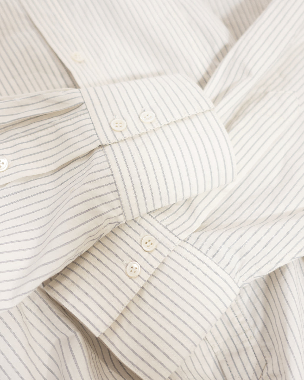 Cotton Typewriter Round Slit Long Officer Shirt <#ivory stripe>