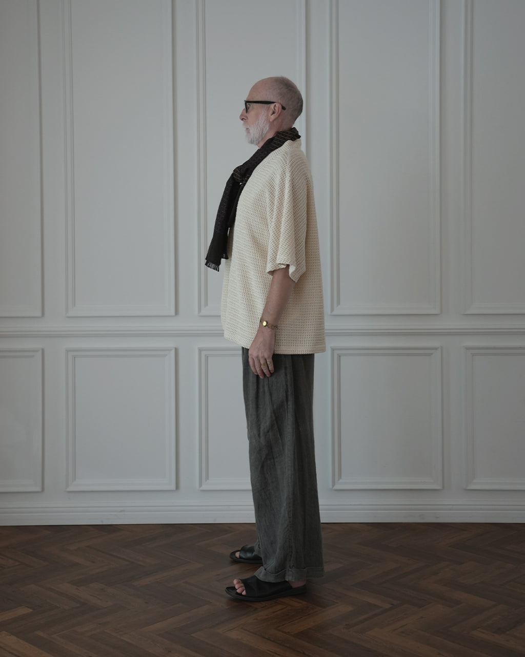 Waffle Russell V Neck 3/4 Sleeve Dolman Knit Pullover.