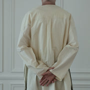 Key Neck Side Slit Long Length Pullover Shirt.