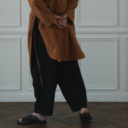Key Neck Side Slit Long Length Pullover Shirt.