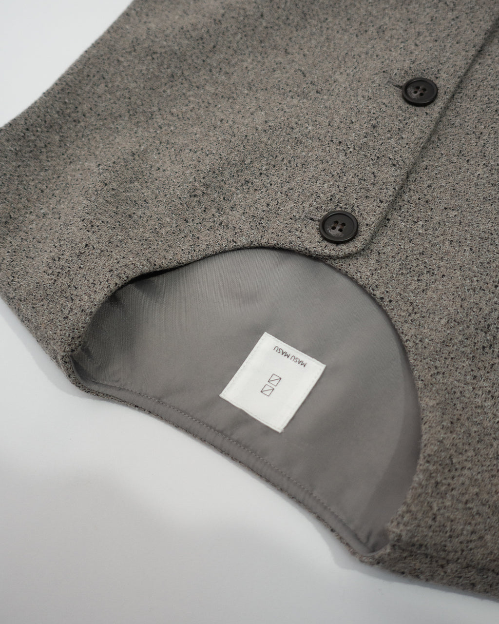 Wool Blend Tweed Back-Open Layered Crew Neck Vest <#greige>