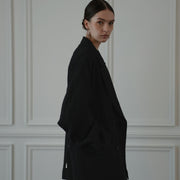 Back-Open Peak Lapel Double-Breasted Over Jacket.