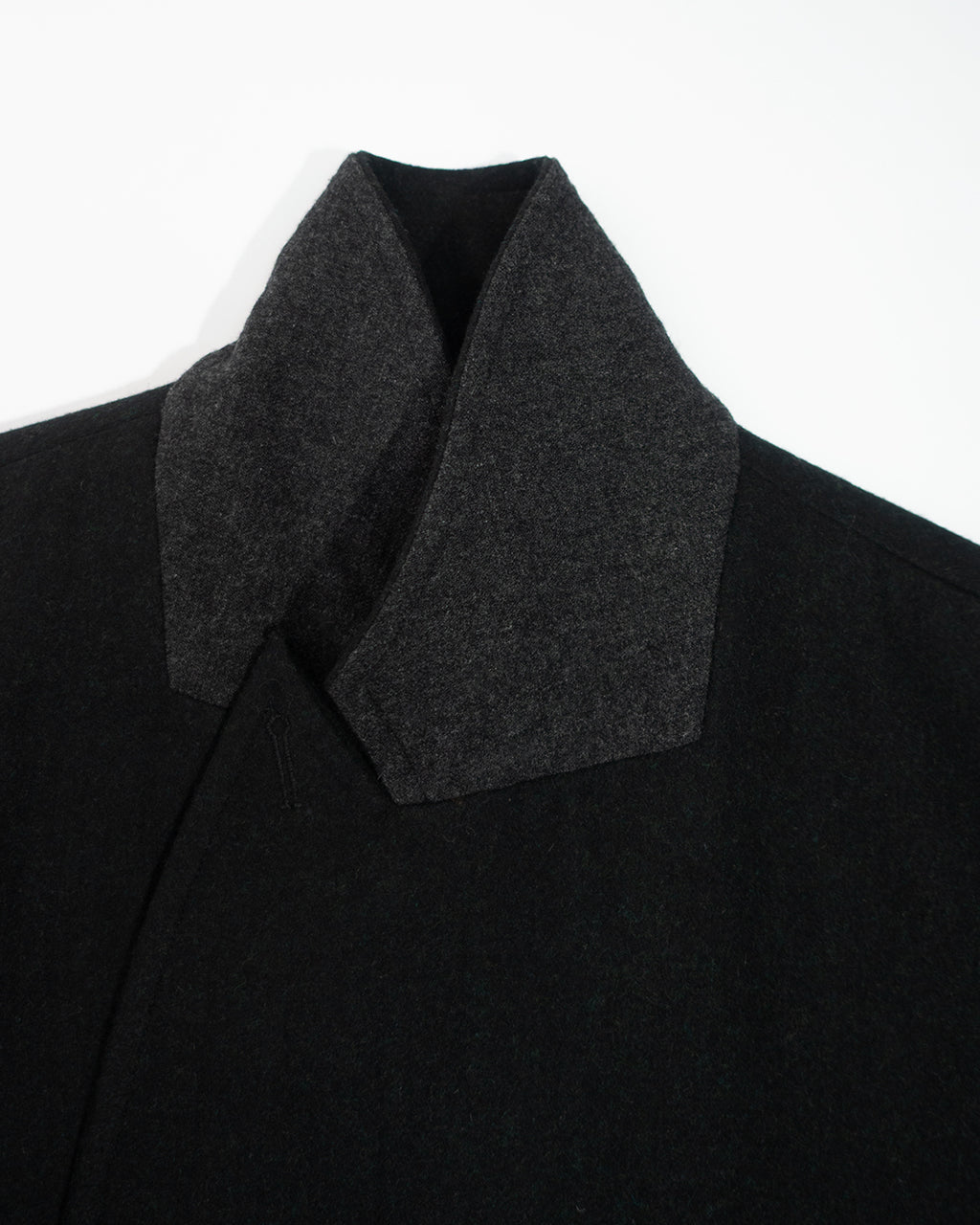 Wool Blend Double-Breasted Long Coat <#black>
