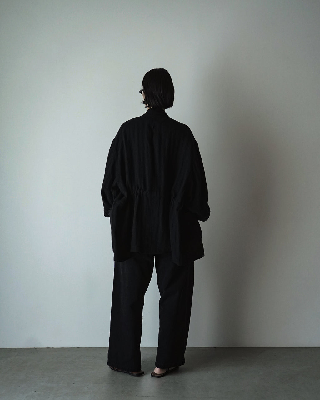 Linen Herringbone M-43 Field Jacket <#black>