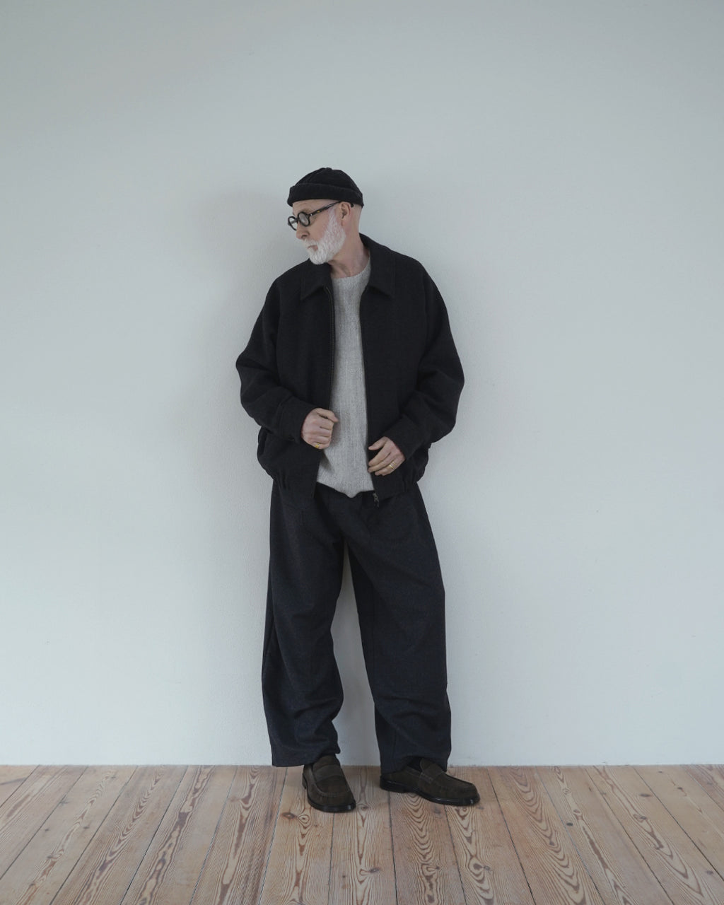 Shetland Wool Linen Crew Neck LS Tuck Rib Pullover <#light gray>